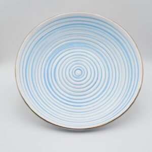 Πιατέλα λευκή-σιέλ